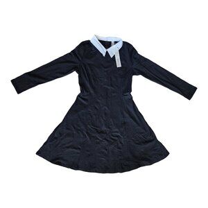 Wednesday Adam Dress Womens Size M - Black White Contrast Collar Aphratti NEW